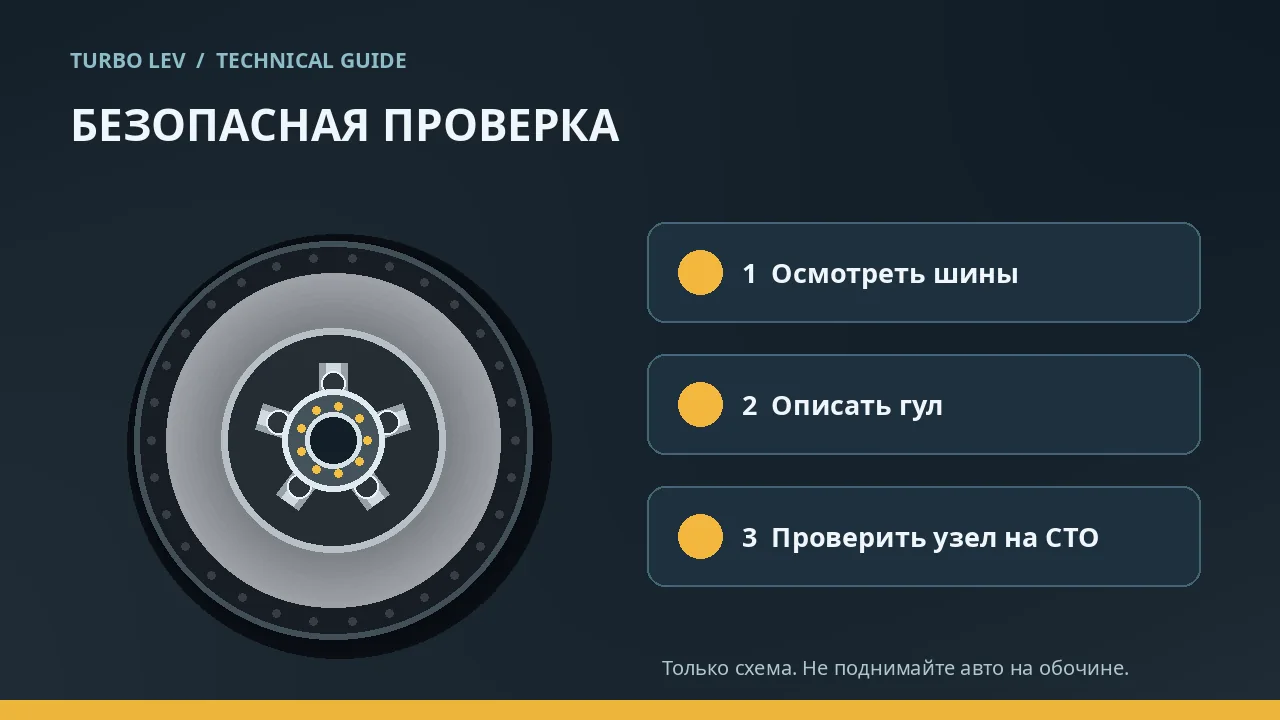 Схема безопасных действий: осмотр шин, описание шума, диагностика ступицы на СТО