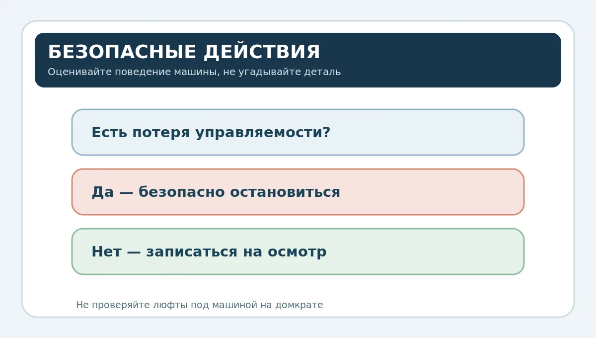Схема безопасных действий при стуке подвески